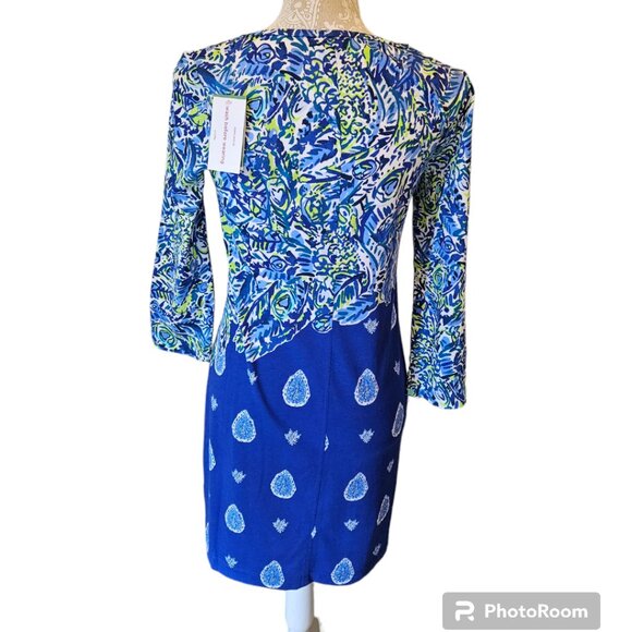 Lilly Pulitzer: NWT 3/4 Sleeve  Beacon T-shirt Dress Twilight Blue size S - Picture 4 of 10